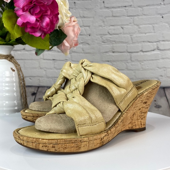 Born Shoes - BORN Yellow Shimmer Leather Wedges